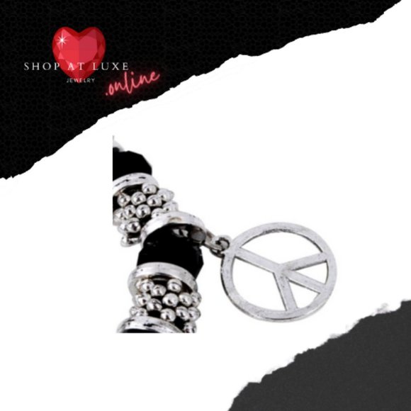 Mixed Metals Peace Sign Bracelet - Picture 2 of 2